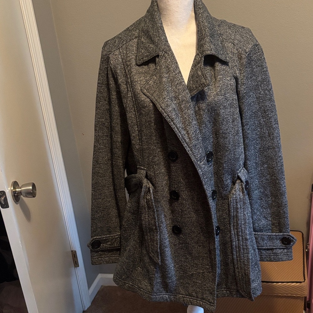 Ambiance Charcoal Double-Breasted Pea Coat